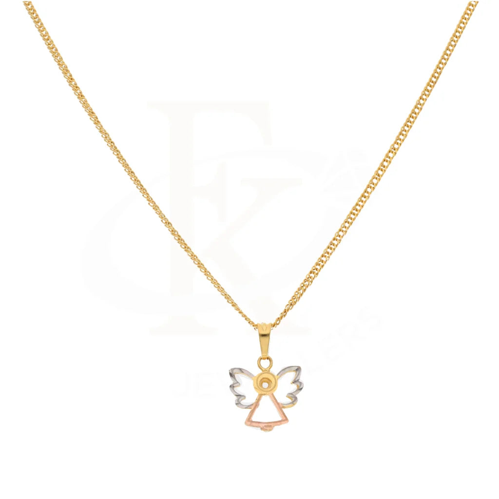 Gold Necklace (Chain With Hollow Angel Pendant) 21Kt - Fkjnkl21Km8614 Necklaces
