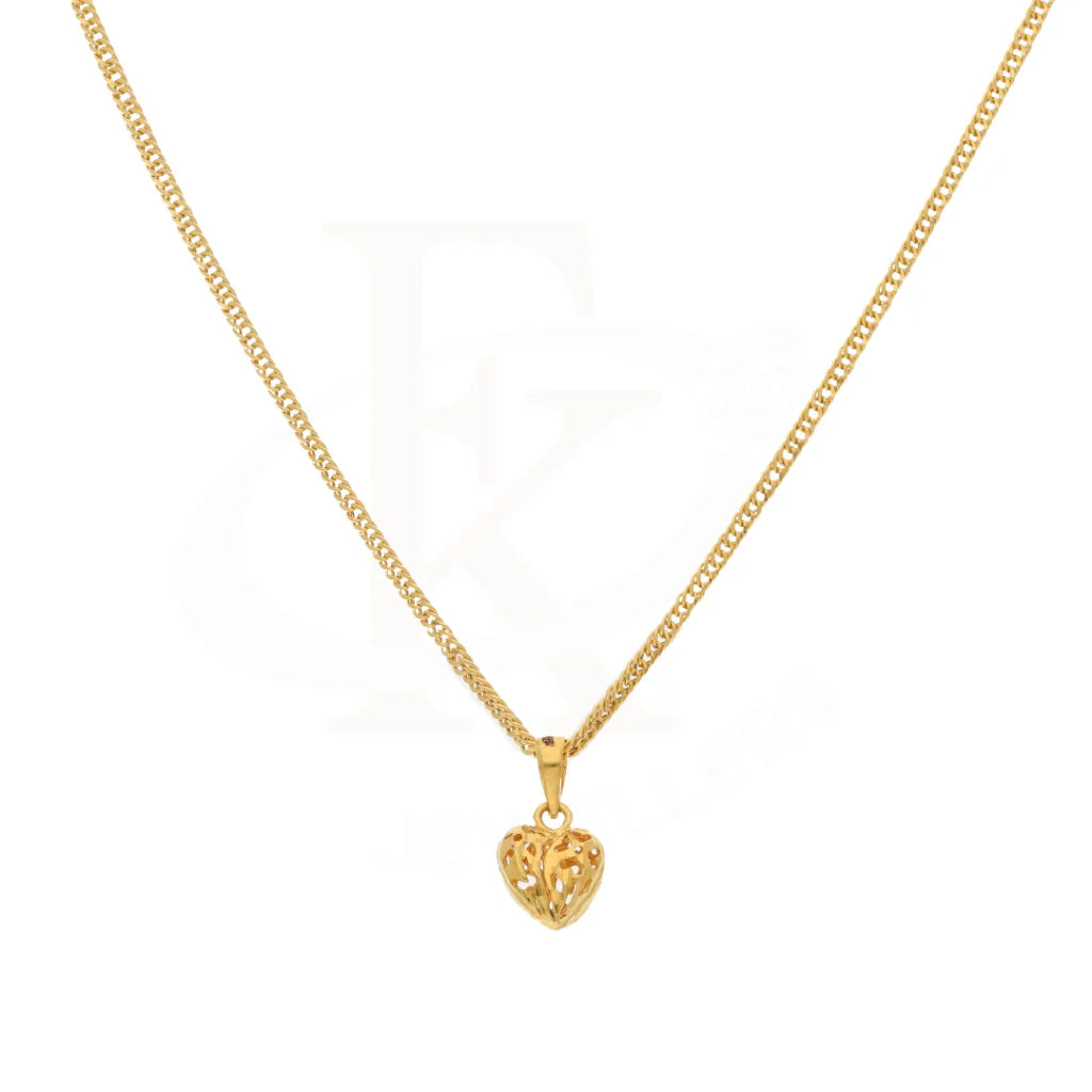 Gold Necklace (Chain With Hollow Heart Shaped Pendant) 21Kt - Fkjnkl21Km8616 Necklaces