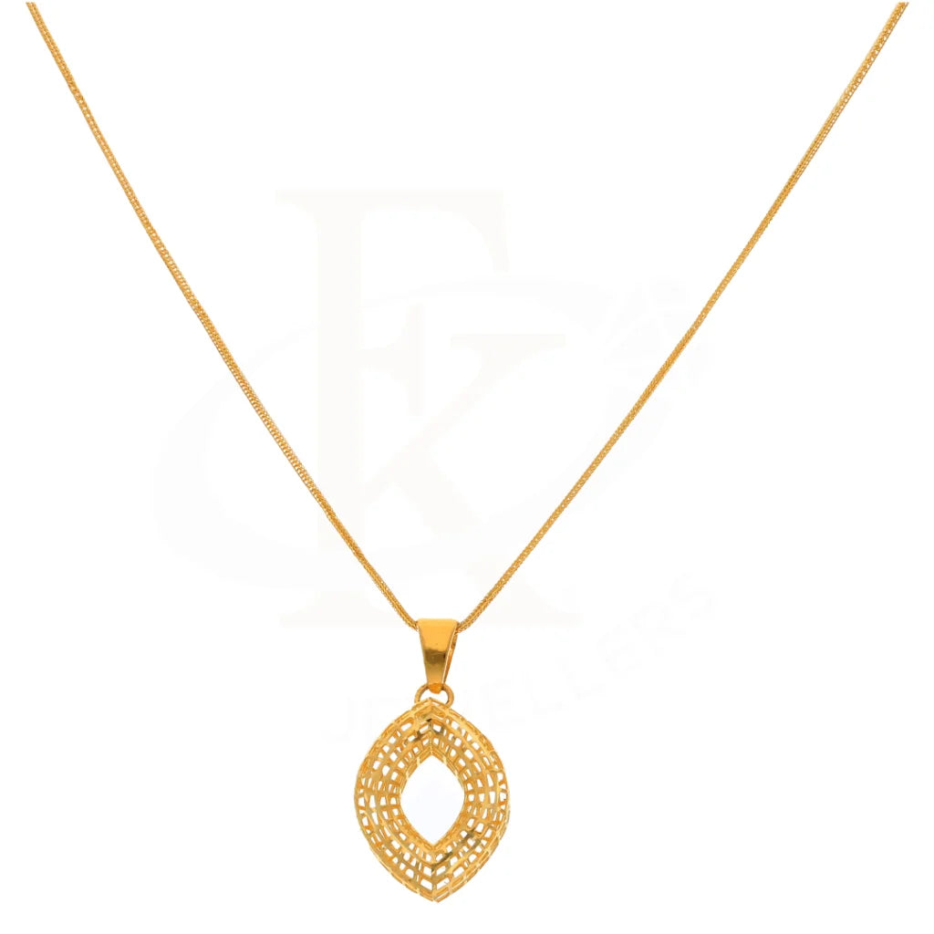 Gold Necklace (Chain With Marquise Shaped Pendant) 21Kt - Fkjnkl21Km8420 Necklaces
