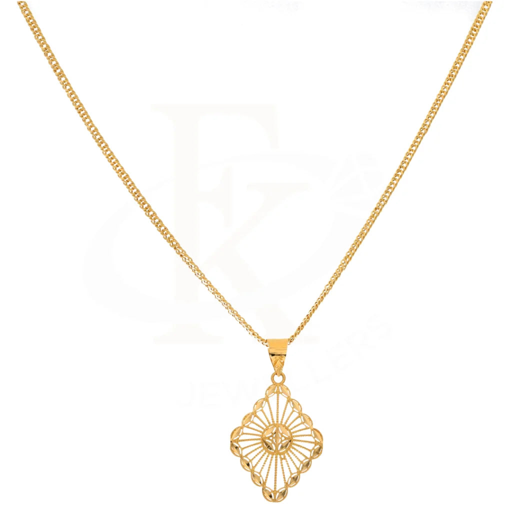 Gold Necklace (Chain With Marquise Shaped Pendant) 21Kt - Fkjnkl21Km8609 Necklaces