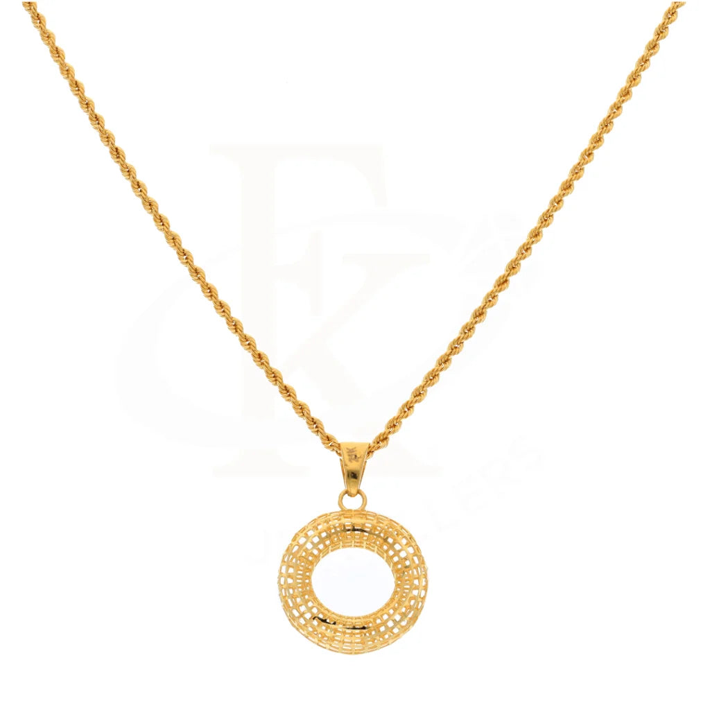 Gold Necklace (Chain With Open Circle Pendant) 21Kt - Fkjnkl21Km8424 Necklaces