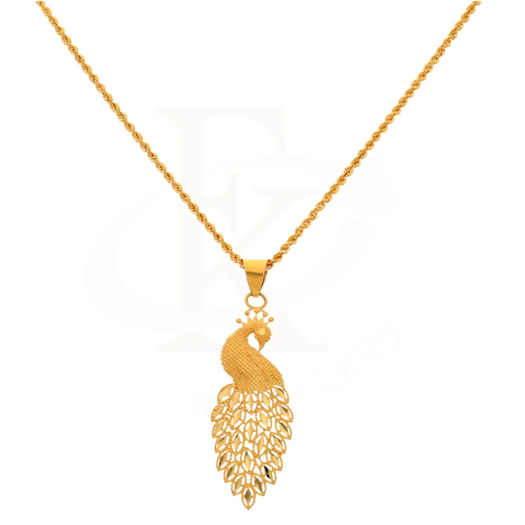 Gold Necklace (Chain With Peacock Style Pendant) 21Kt - Fkjnkl21Km8515 Necklaces