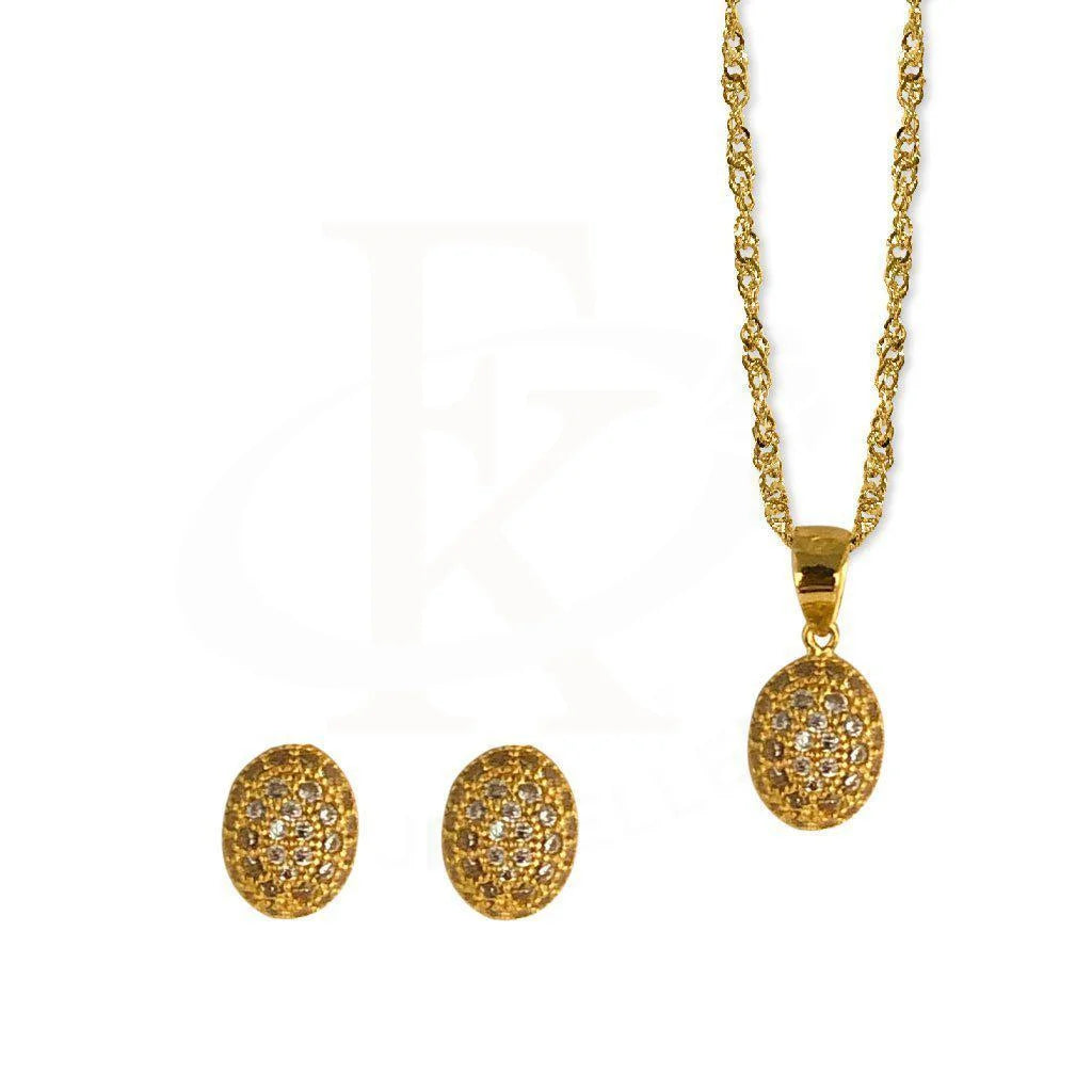 Gold Pendant Set (Necklace And Earrings) 22Kt - Fkjnklst1882 Sets