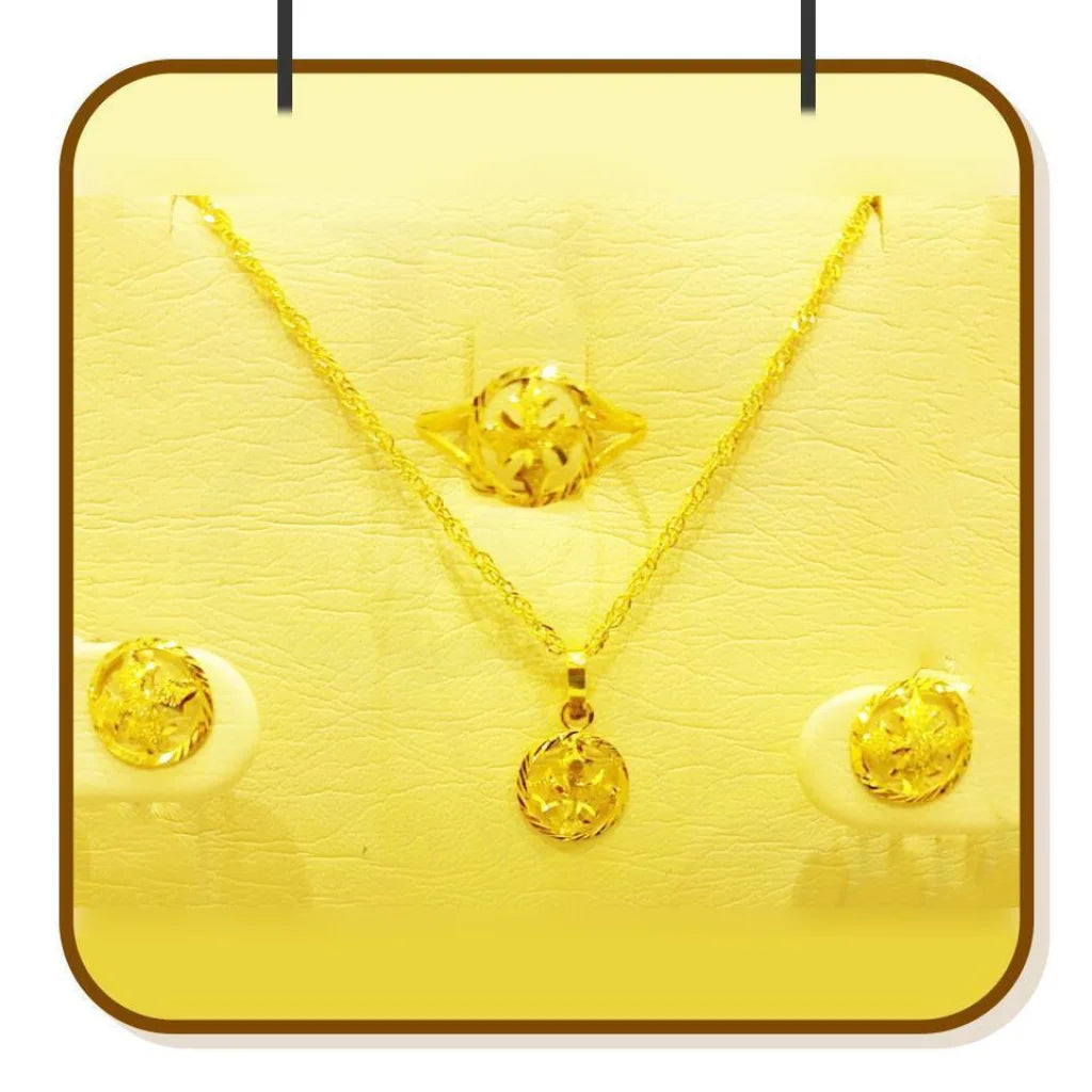 Gold Pendant Set (Necklace Earrings And Ring) 18Kt - Fkjnklst1689 Sets
