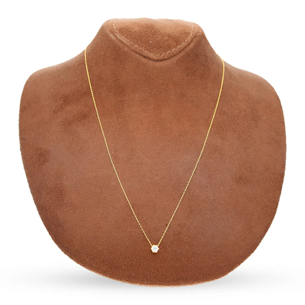 Gold Round Shaped Solitaire Necklace 21Kt - Fkjnkl21K2487 Necklaces