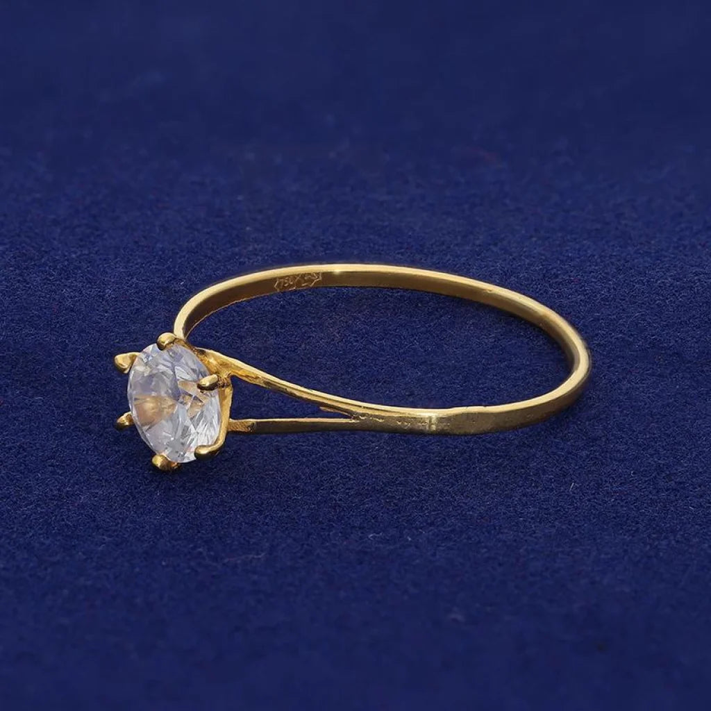Gold Round Shaped Solitaire Ring In 18Kt - Fkjrn18K2677 Rings
