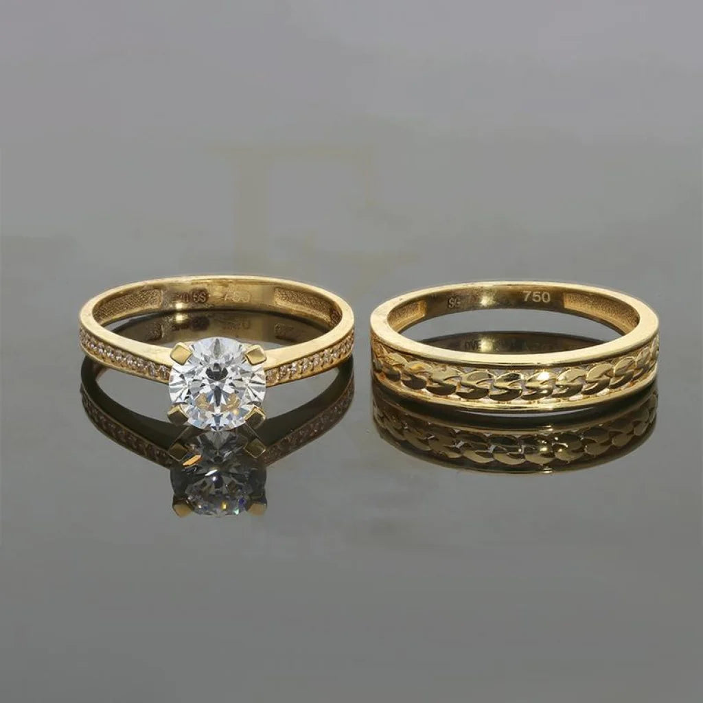 Gold Round Shaped Swarovski Solitaire Twin Ring In 18Kt - Fkjrn18K2663 Rings