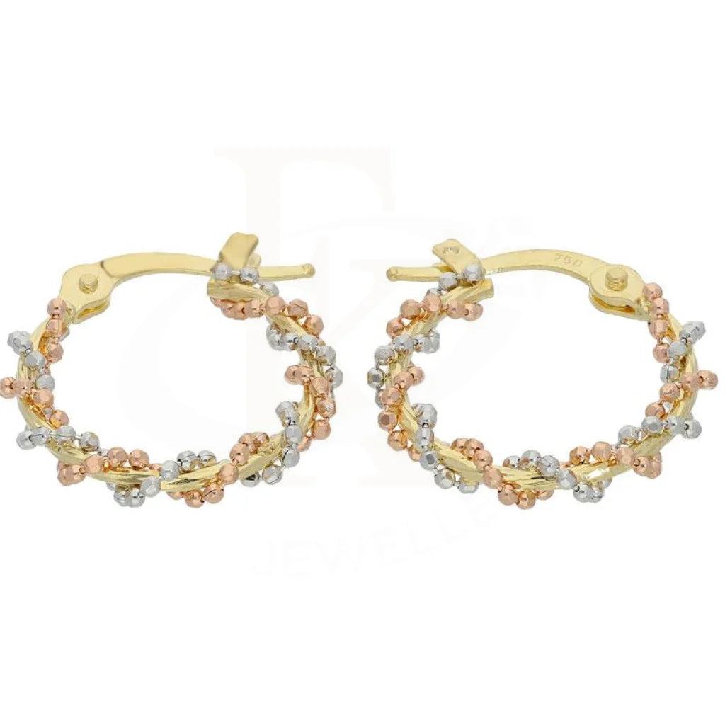 Gold Tri-Color Hoop Earrings 18Kt - Fkjern18K1779