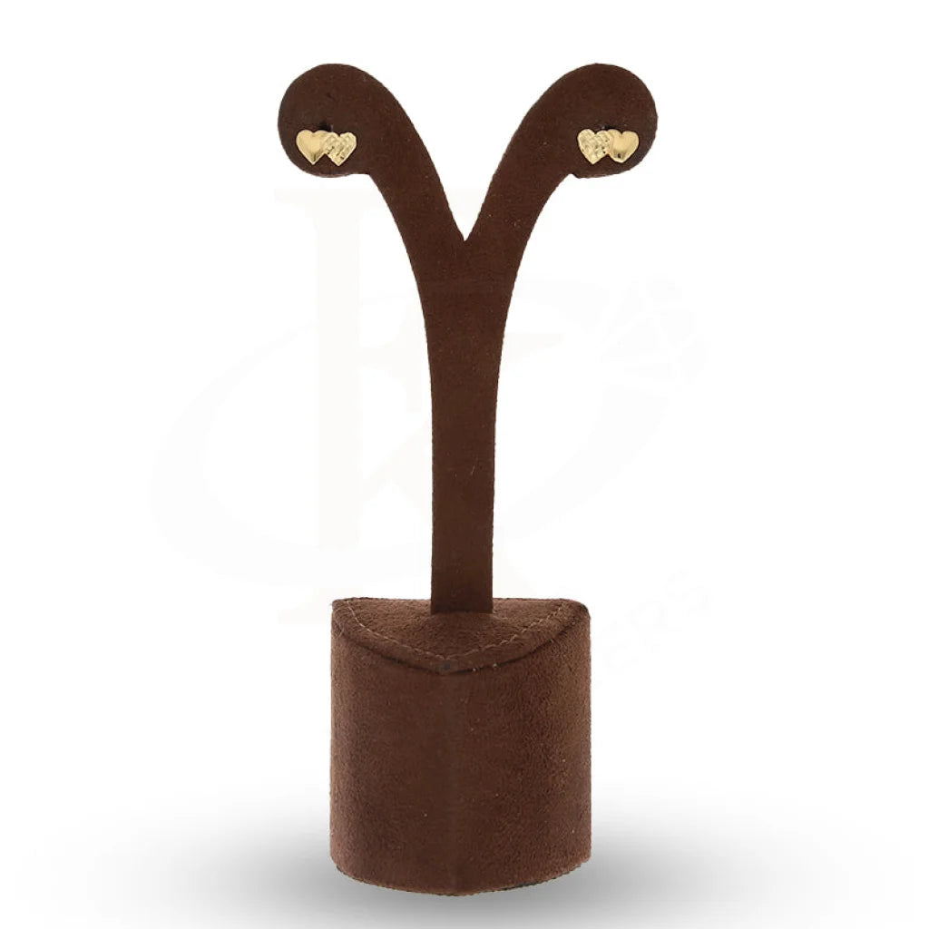 Gold Twin Hearts Stud Earrings 18Kt - Fkjern18K5542