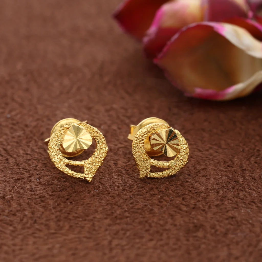 Beautiful Gold Unique Heart Design Earrings 21KT for Her
