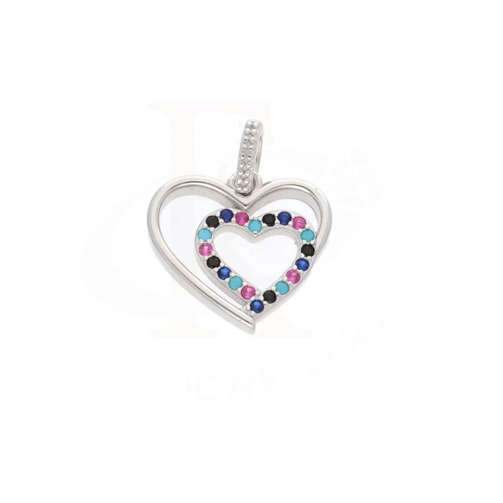 Sterling Silver 925 Double Crystal Love Heart Pendant - Fkjpndsl8599 Necklaces
