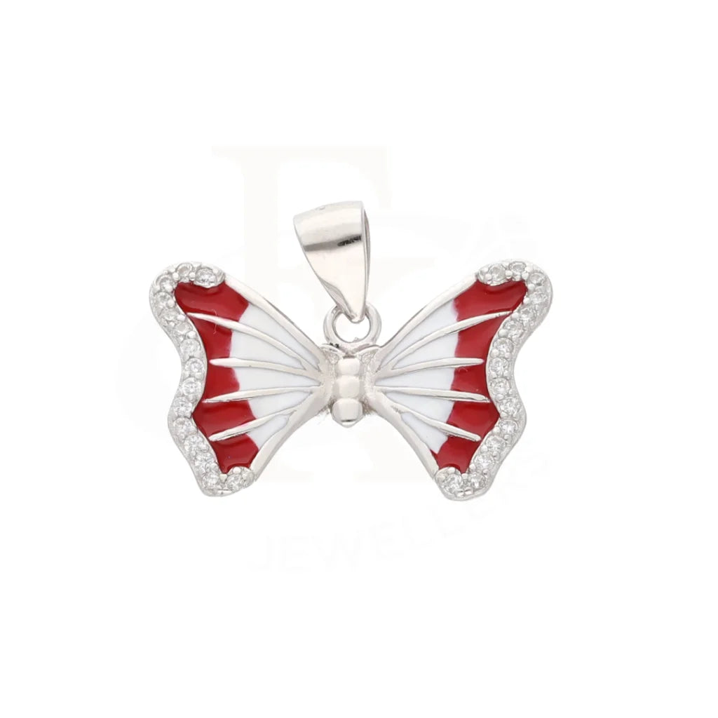 Sterling Silver 925 Enamel And Zirconia Butterfly Pendant - Fkjpndsl8603 Necklaces