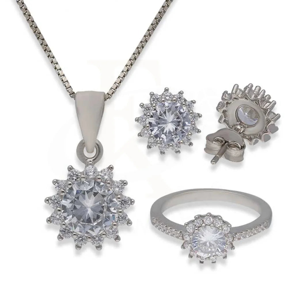 Sterling store Silver Flower Earrings and Pendant Set