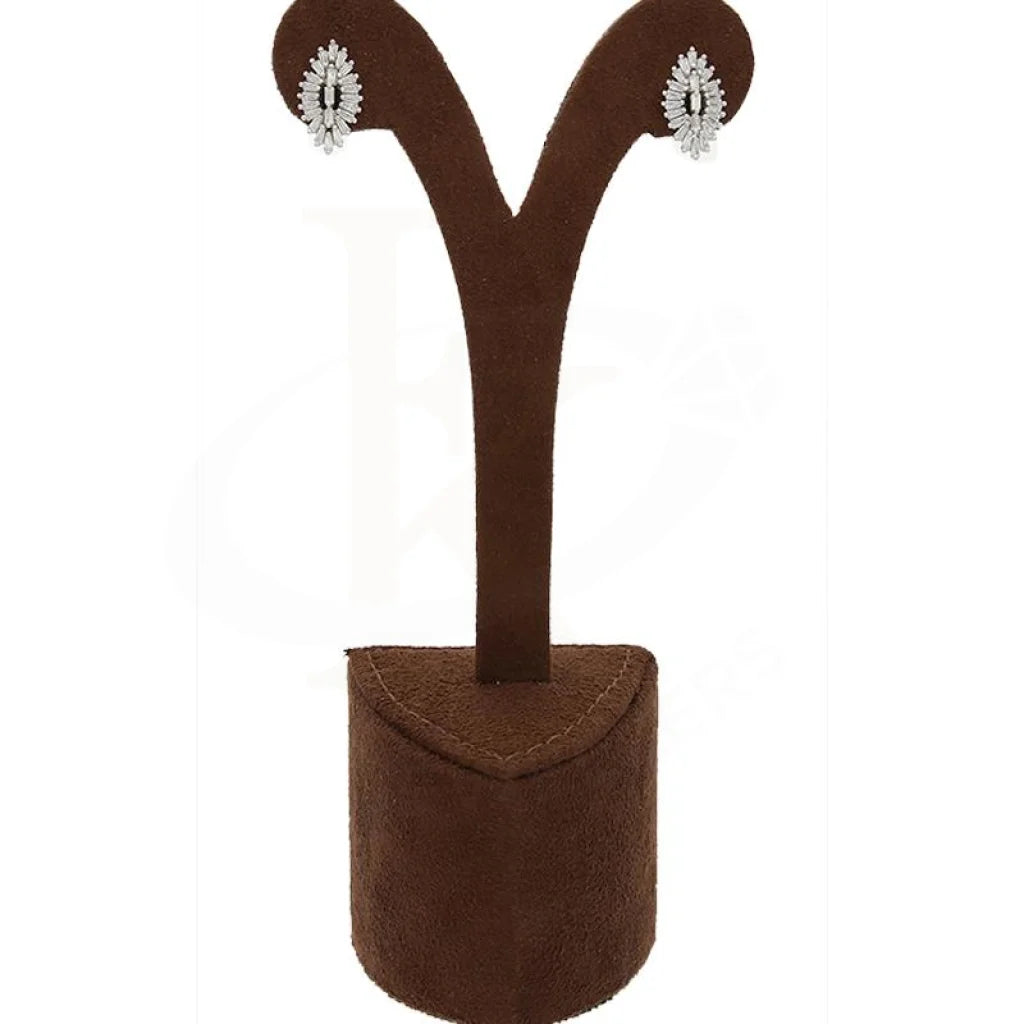 Italian Silver 925 Flower Shaped Stud Earrings - Fkjernsl2534