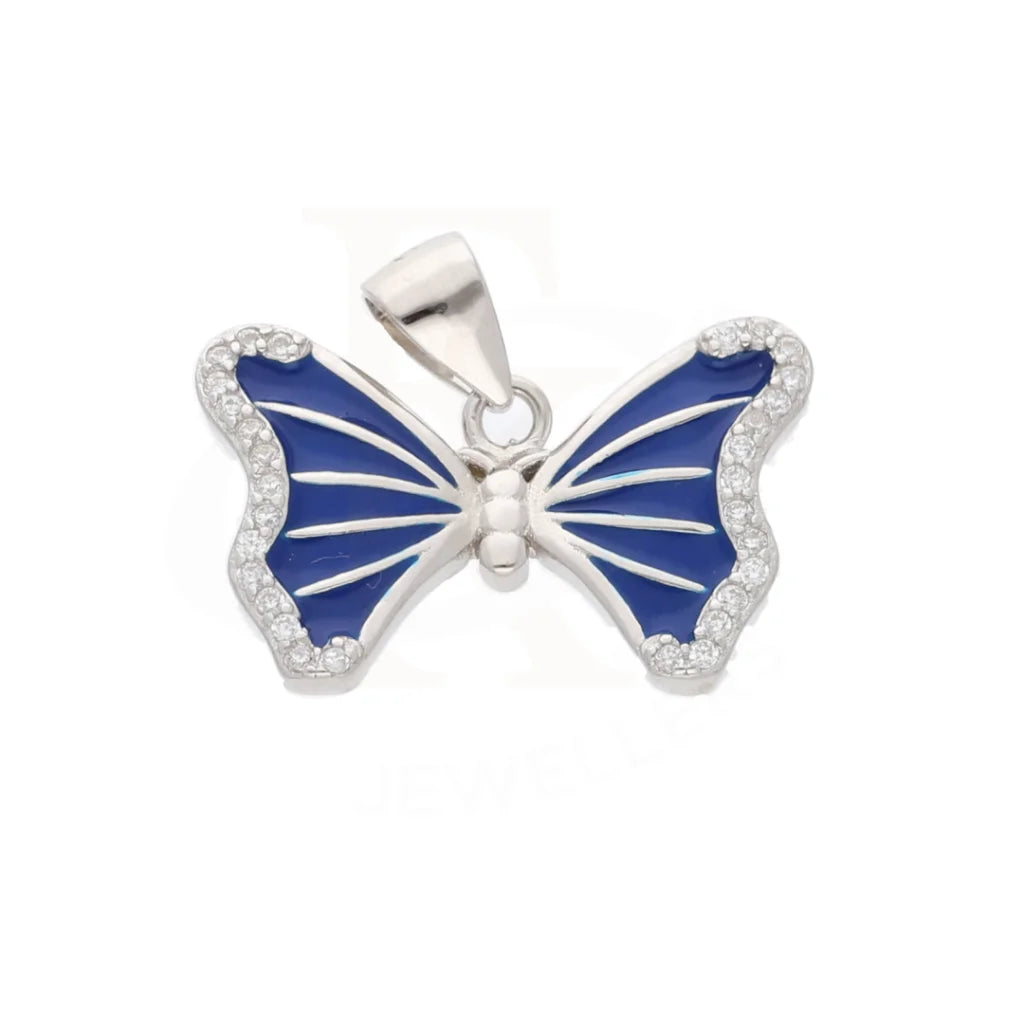 Sterling Silver 925 Ice Out Blue Ulysses Butterfly Pendant - Fkjpndsl8601 Necklaces