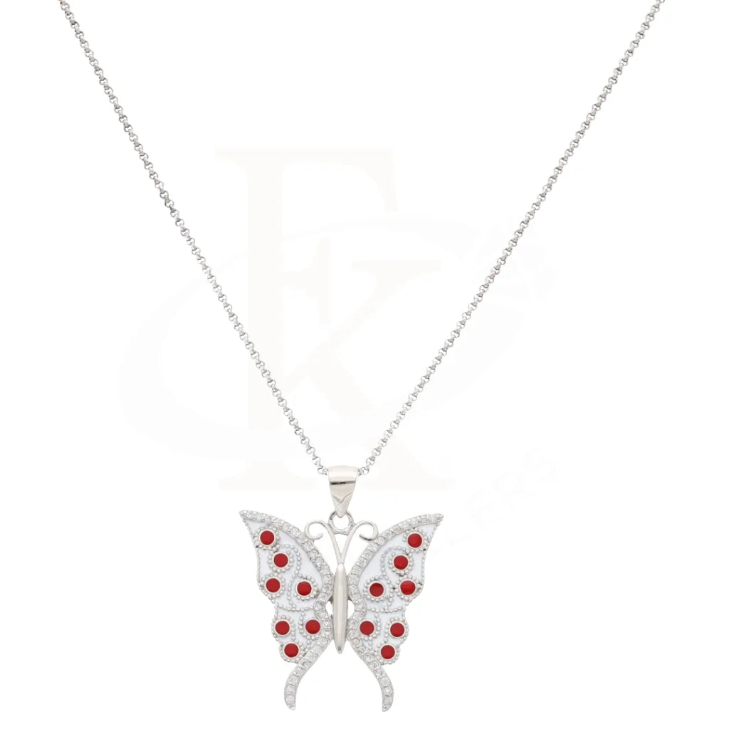Sterling Silver 925 Necklace (Chain With Luxury Statement Butterfly Pendant) - Fkjnklsl8596