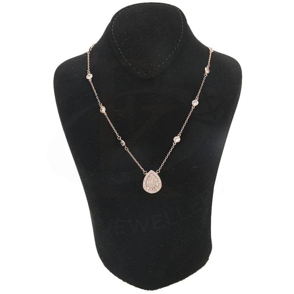Italian Silver 925 Rose Gold Plated Pear Necklace - Fkjnklsl2214 Necklaces