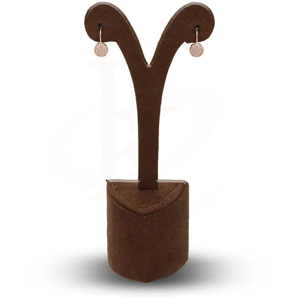 Italian Silver 925 Rose Gold Plated Round Clup Earrings - Fkjernsl2678