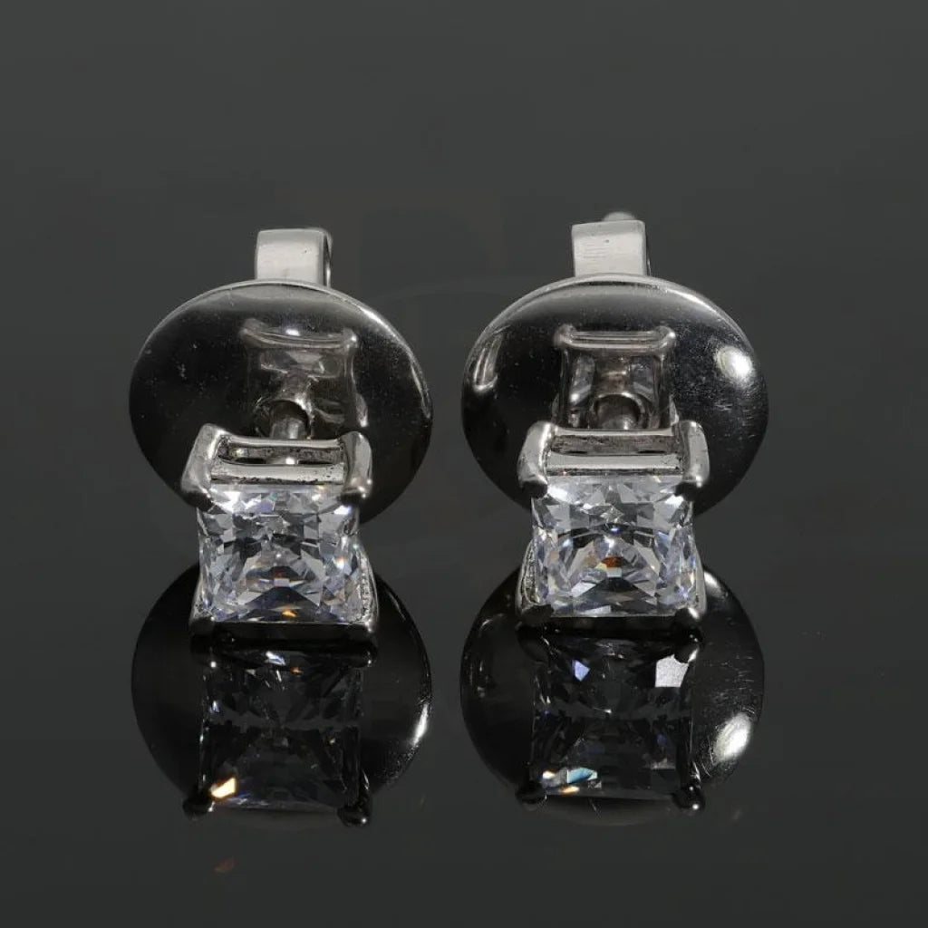 Swarovski Zirconia Princess Cut Solitaire Stud Earrings In 925 Silver - Fkjern1757