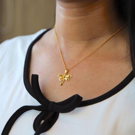 Gold Necklace (Chain With Dragonfly Shaped Pendant) 21KT - FKJNKL21KM9933