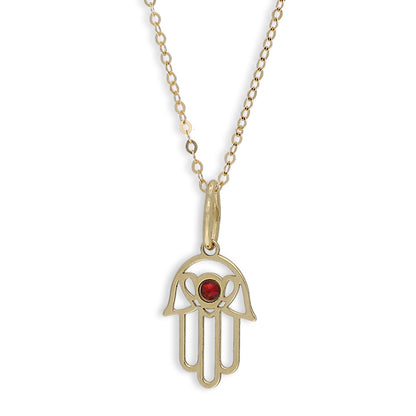 Gold Necklace (Chain with Hamsa Hand Shaped Pendant) 18KT - FKJNKL18K8836