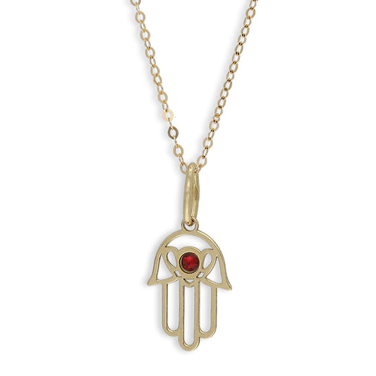 Gold Necklace (Chain with Hamsa Hand Shaped Pendant) 18KT - FKJNKL18K8836