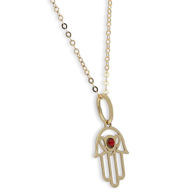 Gold Necklace (Chain with Hamsa Hand Shaped Pendant) 18KT - FKJNKL18K8836