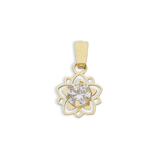 Gold Flower Shaped Pendant 18 KT - FKJPND18K8834