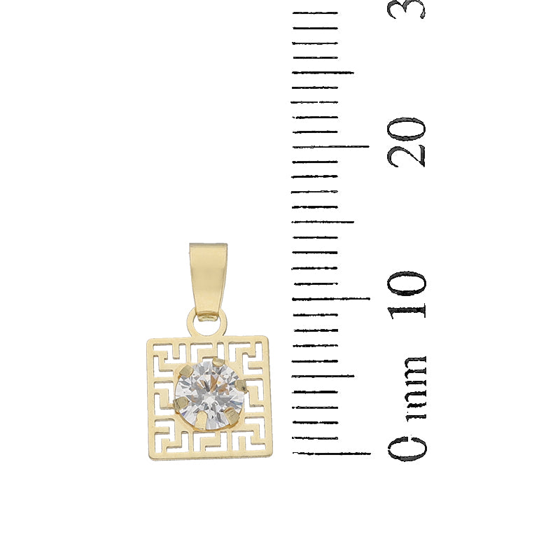 Gold Square Solitaire Pendant 18 KT - FKJPND18K8842