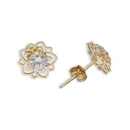 Gold Flower Shaped Earrings 18KT - FKJERN18K8835