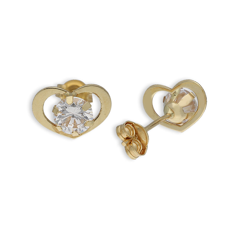 Gold Heart Shaped Earrings 18KT - FKJERN18K8839