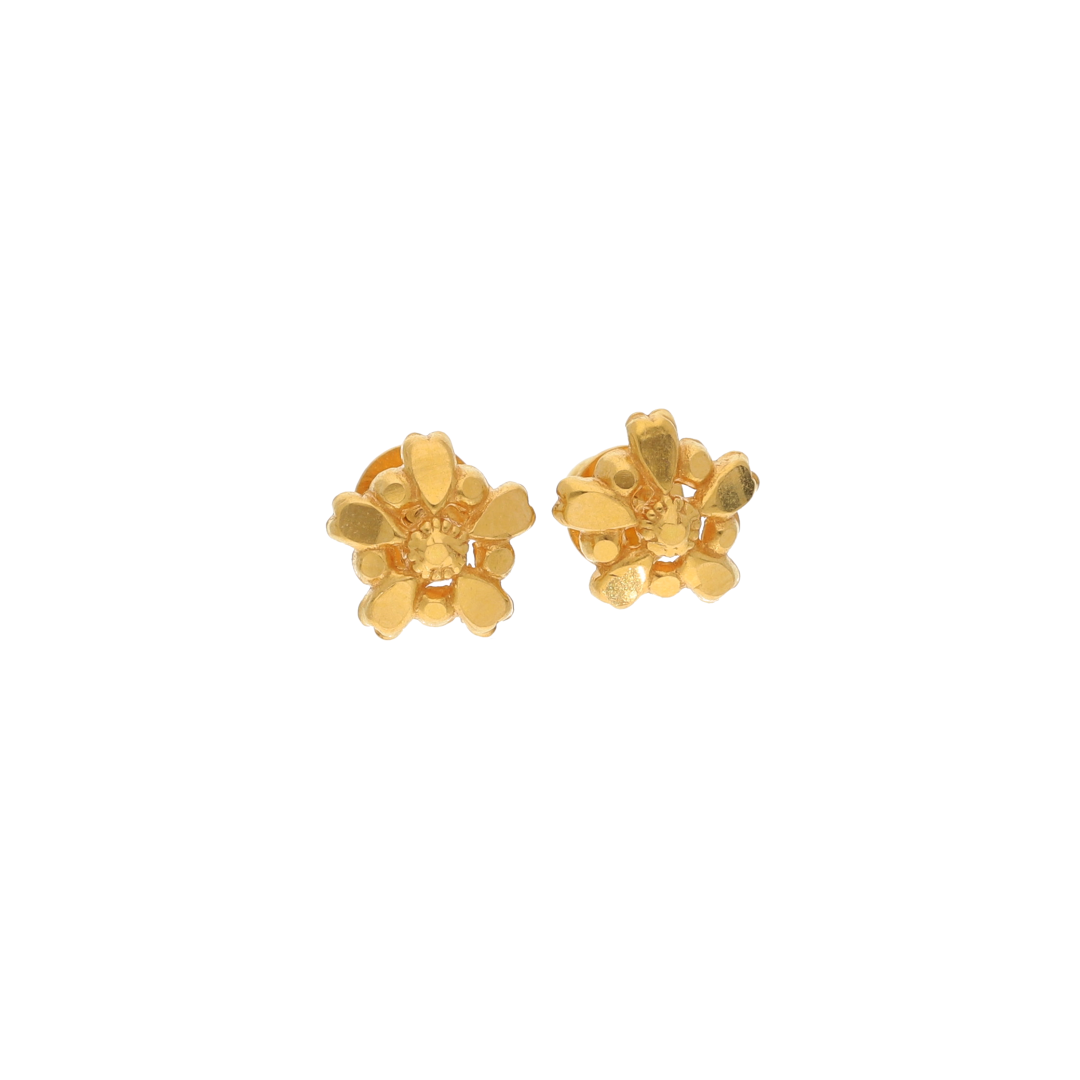 Gold Stud Star Flower Shaped Earrings 22KT - FKJERN22K9072
