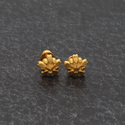 Gold Stud Star Flower Shaped Earrings 22KT - FKJERN22K9072