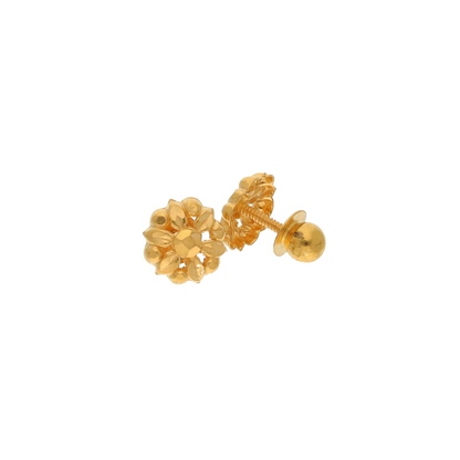 Gold Traditional Stud Flower Earrings 22KT - FKJERN22K9076