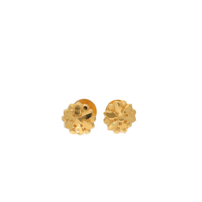 Gold Traditional Stud Flower Earrings 22KT - FKJERN22K9079