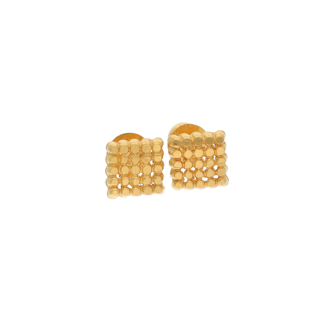 Gold Stud Square Shaped Earrings 22KT - FKJERN22K9071