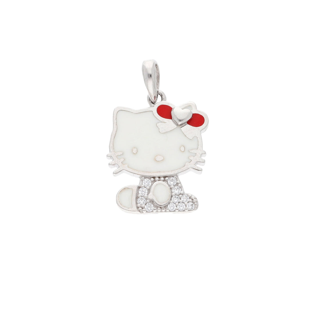 Sterling Silver 925 Hello Kitty Shaped Pendant - FKJPNDSL9460