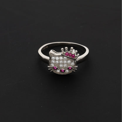 Sterling Silver 925 Hello Kitty Shaped Ring - FKJRNSL9464