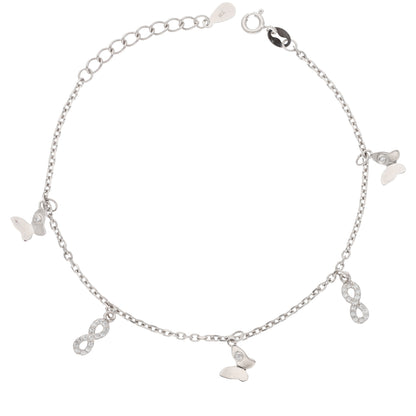 Sterling Silver 925 infinity & Butterfly Shaped Bracelets - FKJBRLSL9470