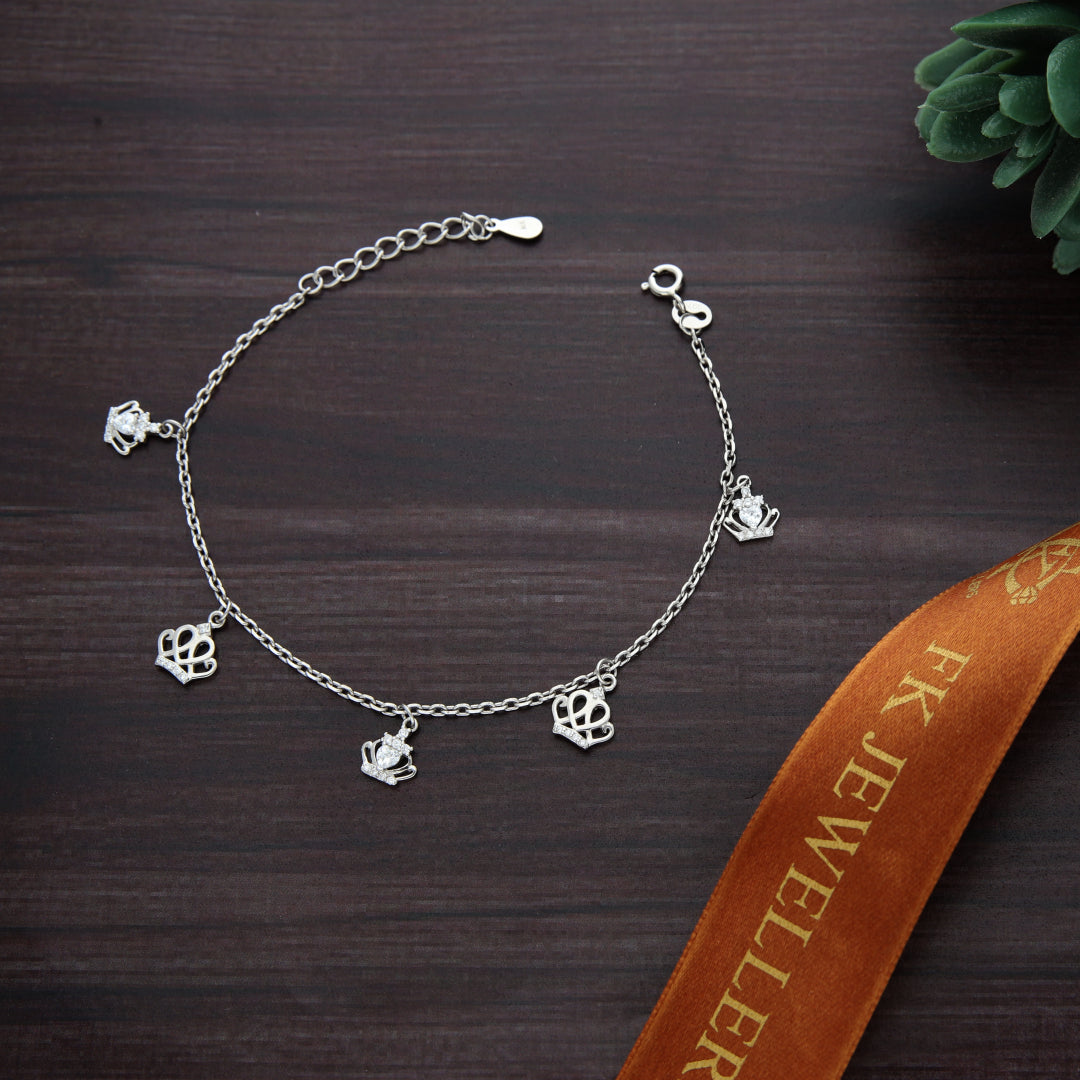 Sterling Silver 925 Crown Shaped Bracelets - FKJBRLSL9471