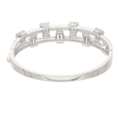 Sterling Silver 925 Double Layer Design Zirconia Bangle - FKJBNGSL9476