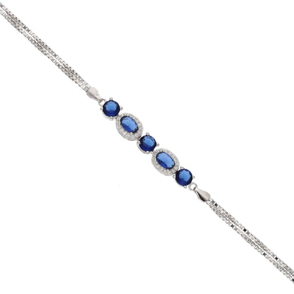 Sterling Silver 925 Blue Zirconia Stone Bracelets - FKJBRLSL9483