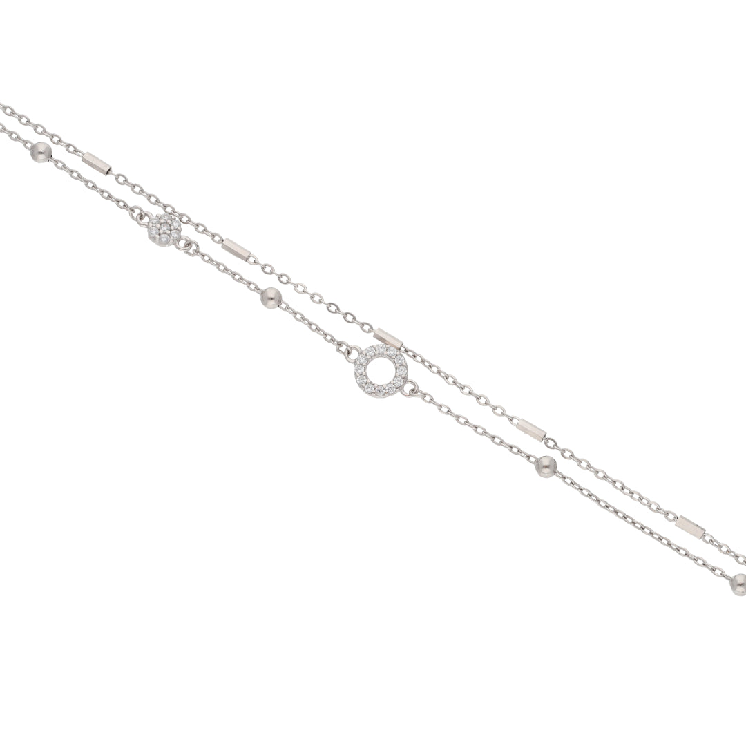 Sterling Silver 925 Hollow Round & Flower Shaped Anklets - FKJANKLSL9490