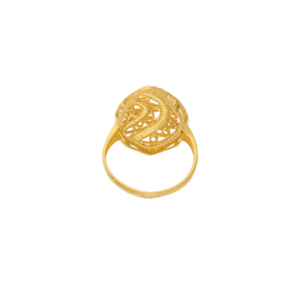 Gold Hollow Solitaire Design Ring 21KT - FKJRN21K8851