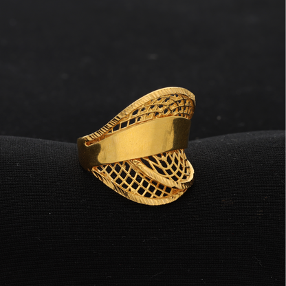 Gold CZ Unique Design Ring 21KT - FKJRN21K8852