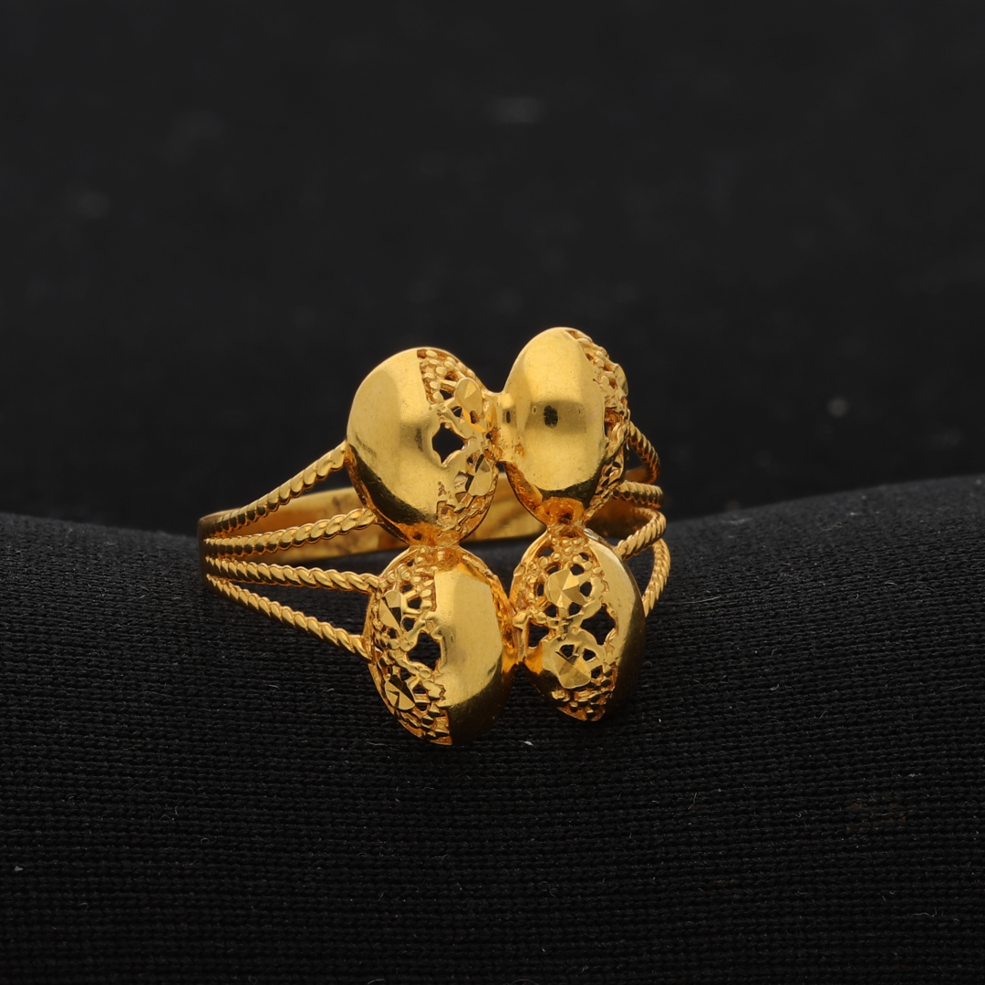 Gold Join Round Design Ring 21KT - FKJRN21K8853