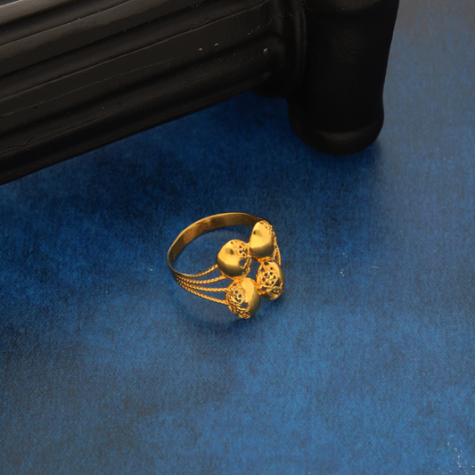 Gold Join Round Design Ring 21KT - FKJRN21K8853