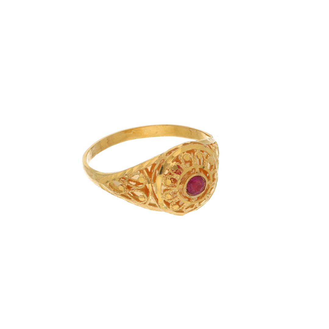 Gold Filigree Design Ring 21KT - FKJRN21K8856