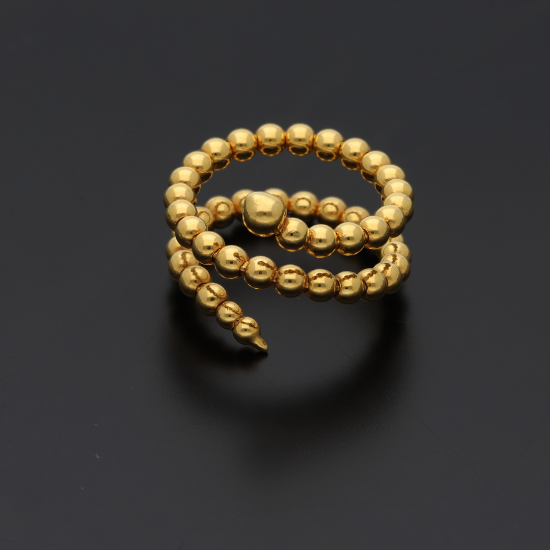 Gold Niata Beads Design Ring 21KT - FKJRN21K8859