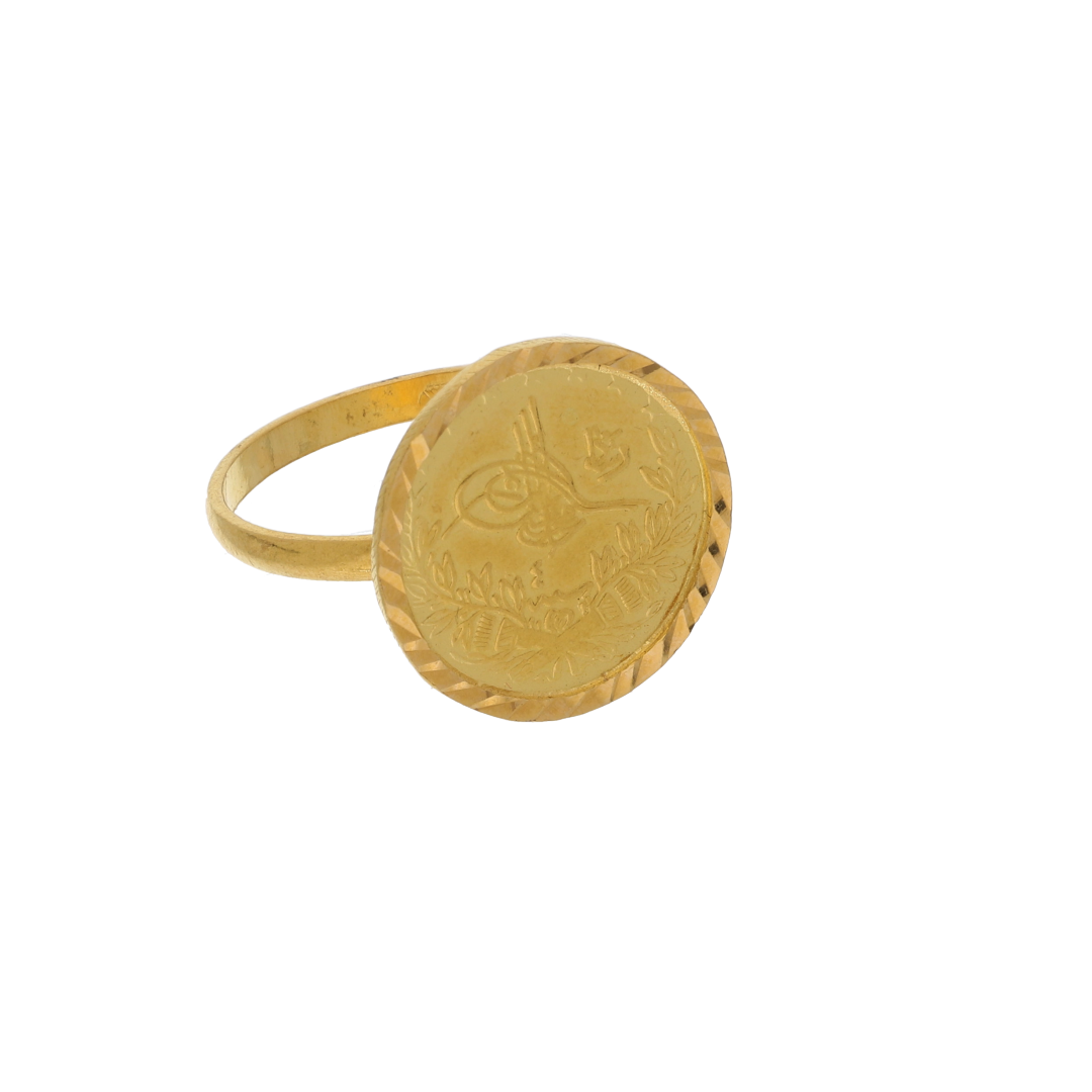 Gold Classic Round Shaped Ring 21KT - FKJRN21K8854